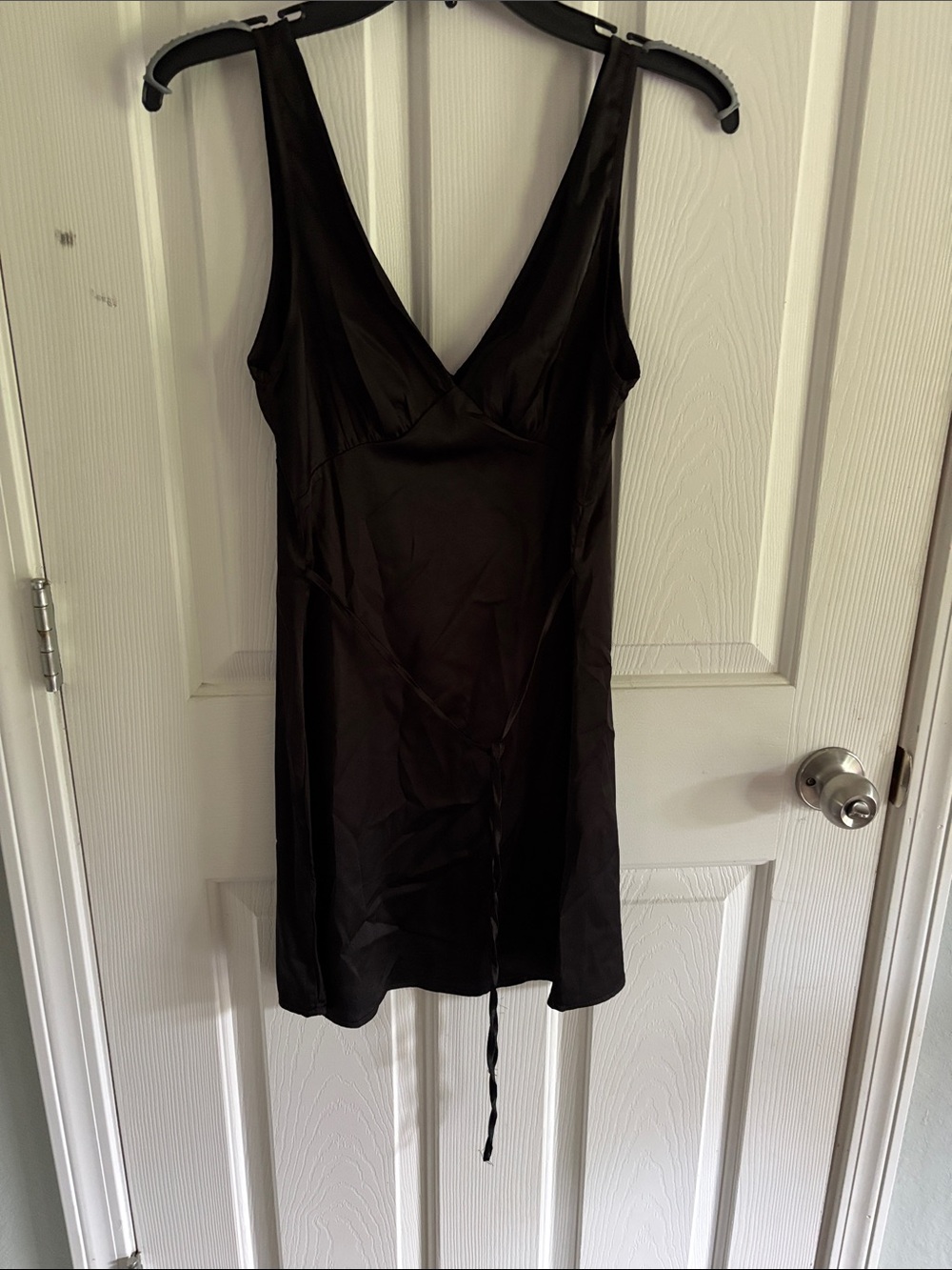 SHEIN Black V-Neck Slip Dress with Adjustable Straps